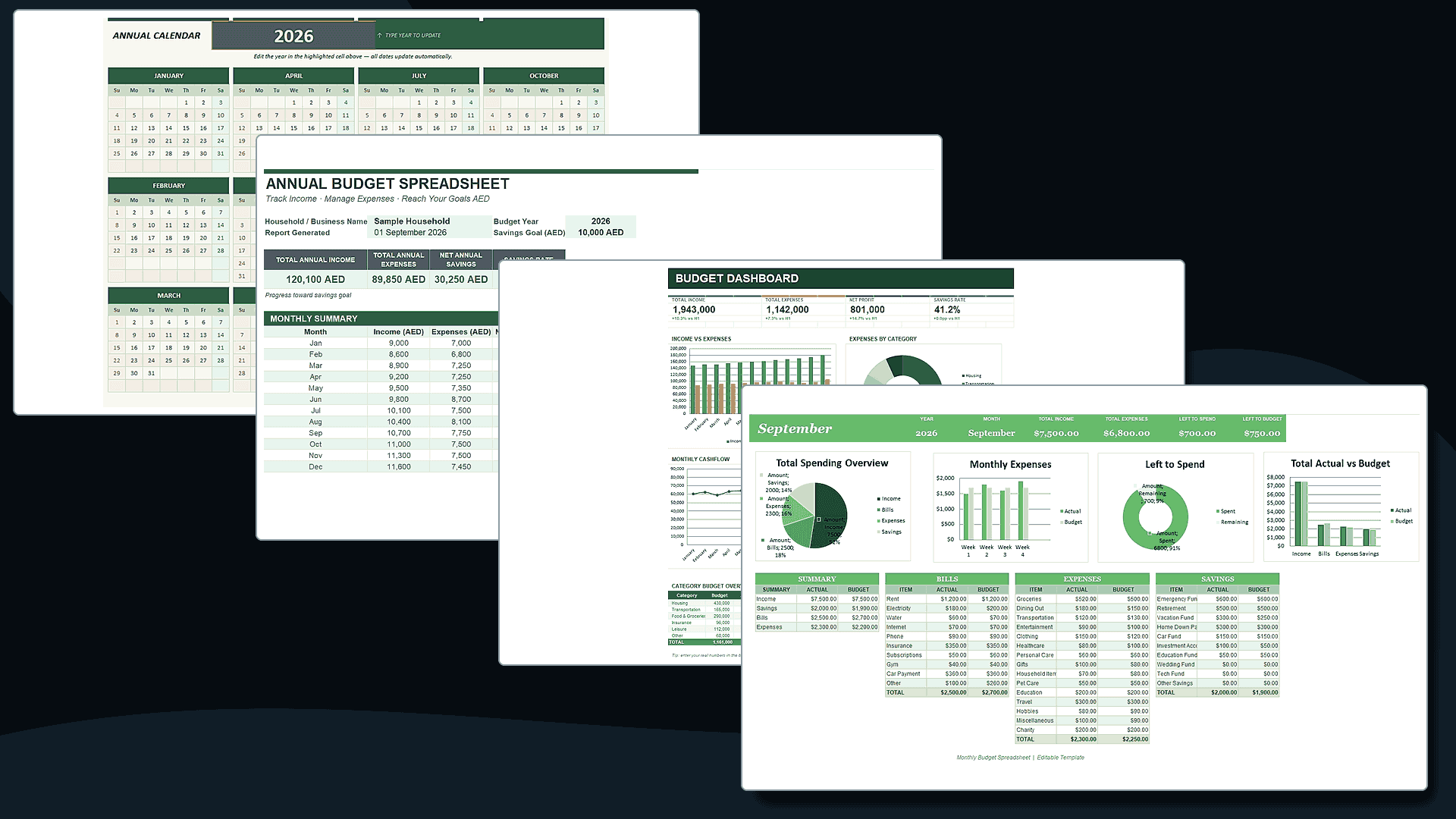 Budget planner and financial calendar Excel template