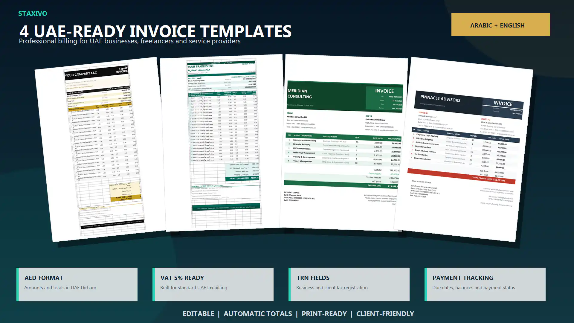 UAE invoice and client payment tracker Excel templates
